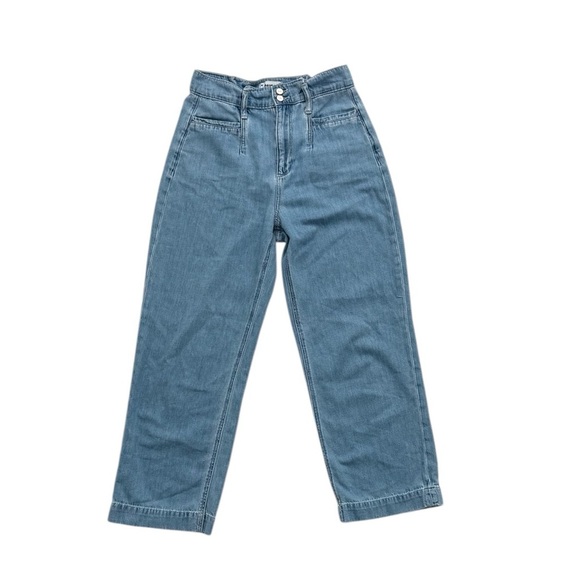 PAIGE The High-Rise Relax Crop Wide-Leg Jeans Women's Blue Jeans Size 27 - Picture 1 of 8